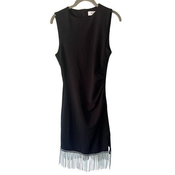 NEW Elliatt Sleeveless Lace Stretch Crepe Diamante Fringe Mini Dress Size Small - Picture 4 of 9